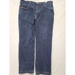 Duluth Trading Co Mens Relaxed Fit Straight Leg Dark Wash Denim Jeans 38x30